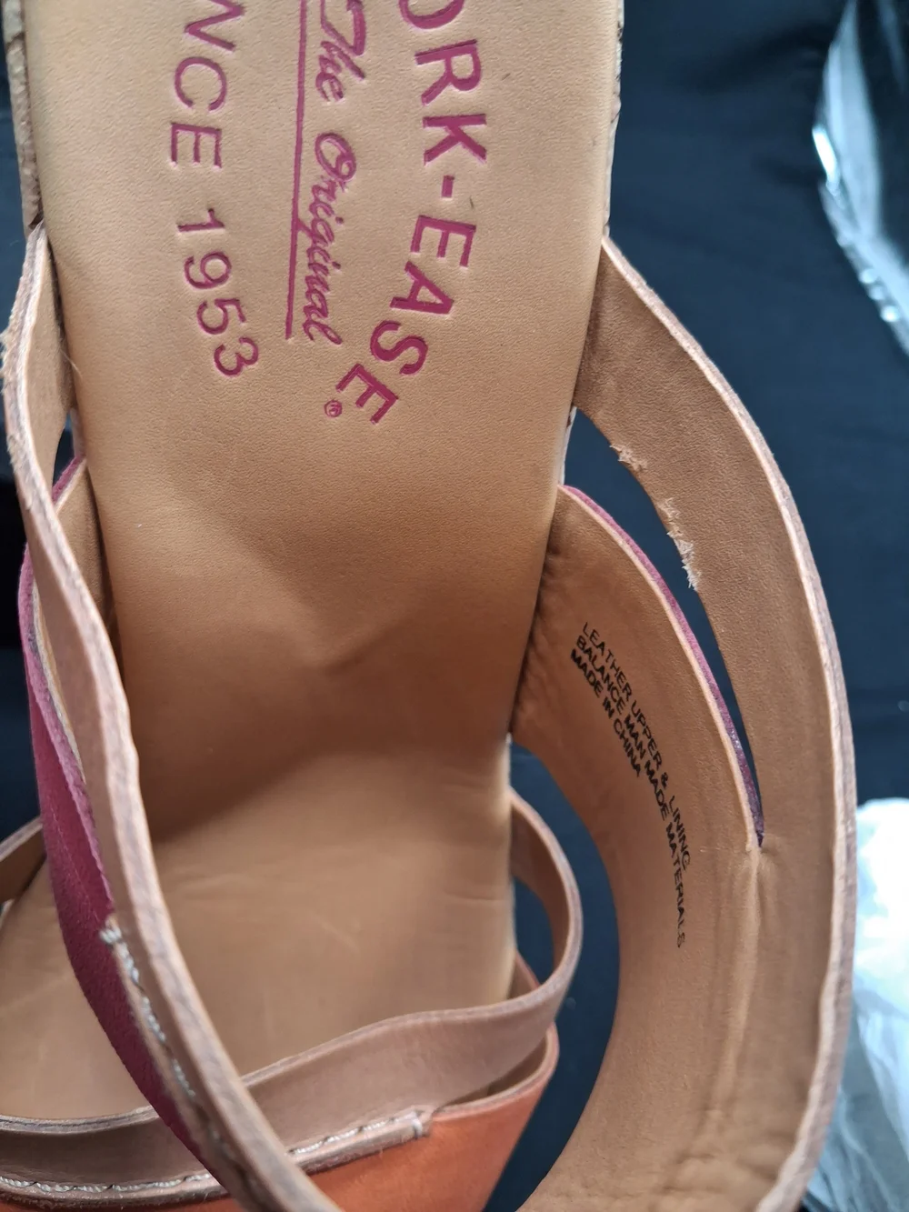 Kork-Ease Pink and Orange Cork Wedge Slide Sandals